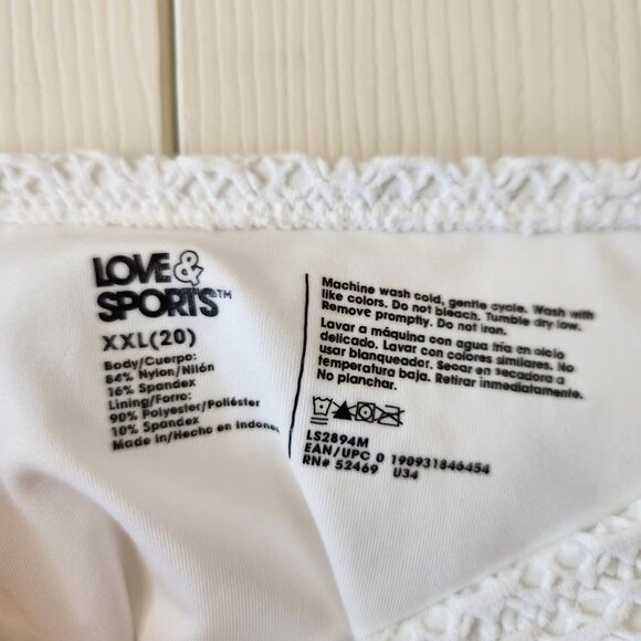 Love & Sports White Macrame Bikini Bottom XXL Women NWT - Picture 6 of 10